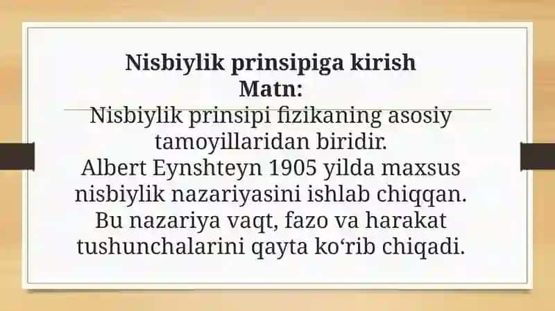 Nisbiylik prinsipi 2