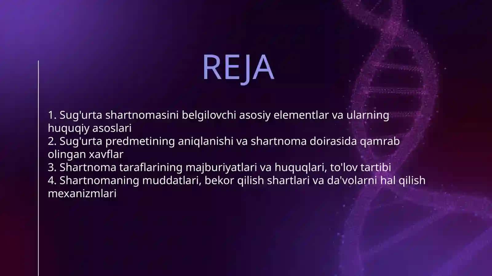 SUG'URTA SHARTNOMASINING ASOSIY SHARTLARI 2