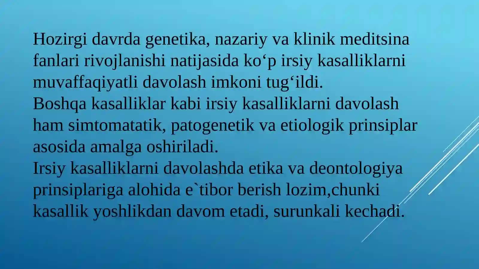 IRSIY KASALLIKLARNI DAVOLASH 2