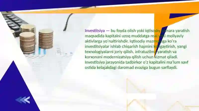 Investitsiyalar hisobi 2
