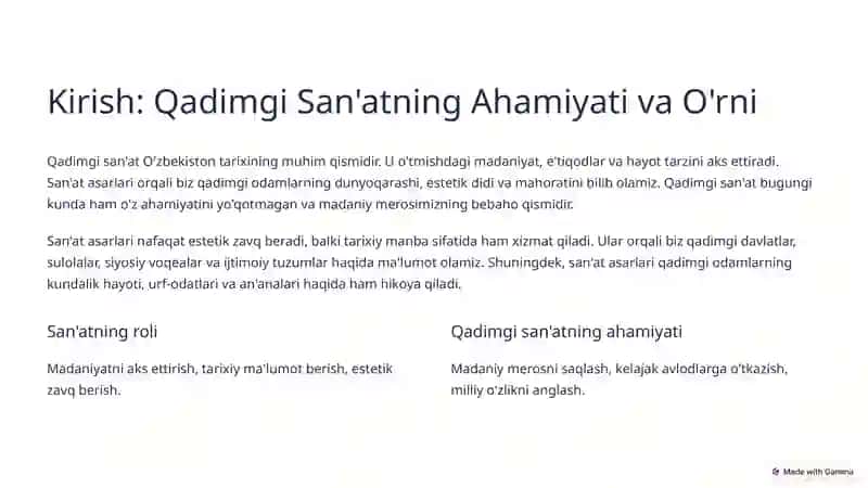 Qadimgi O'zbekiston San'atining Taraqqiyot Yo'li 2