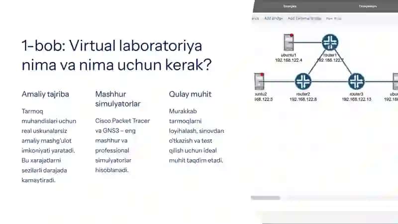 Virtual laboratoriya yaratish: Cisco Packet Tracer va GNS3 yordamida kompleks loyiha 2