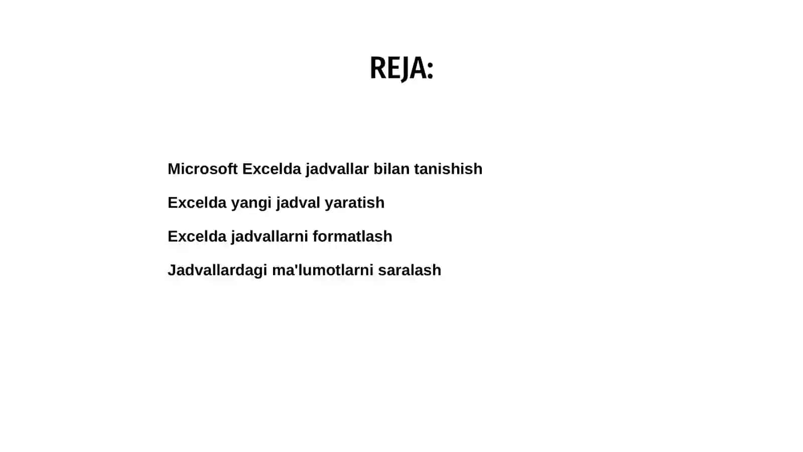 Microsoft Excel dasturida jadvallar bilan ishlash 2