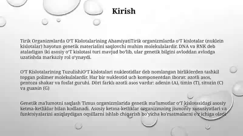 OʻT Kislotalarining Tuzulishi 2