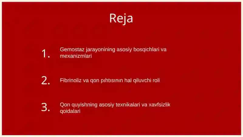 Gemostaz. Fibrinoliz. Qon quyish asoslari 2