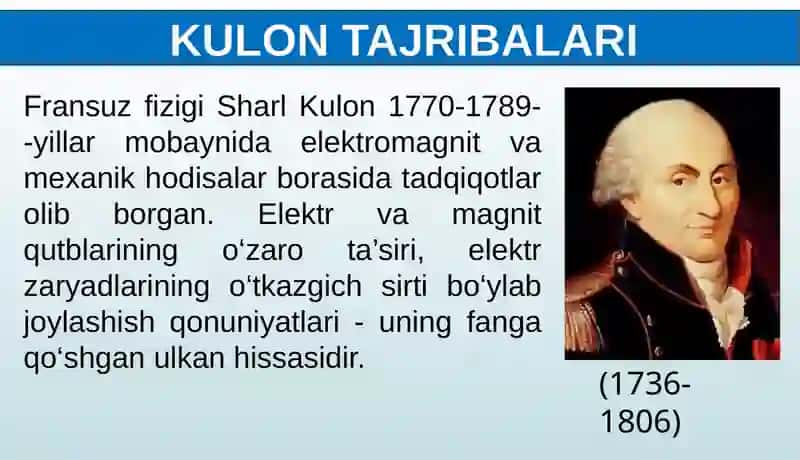 ZARYADLARNINGO‘ZAROTA’SIRI. KULON QONUNI 2