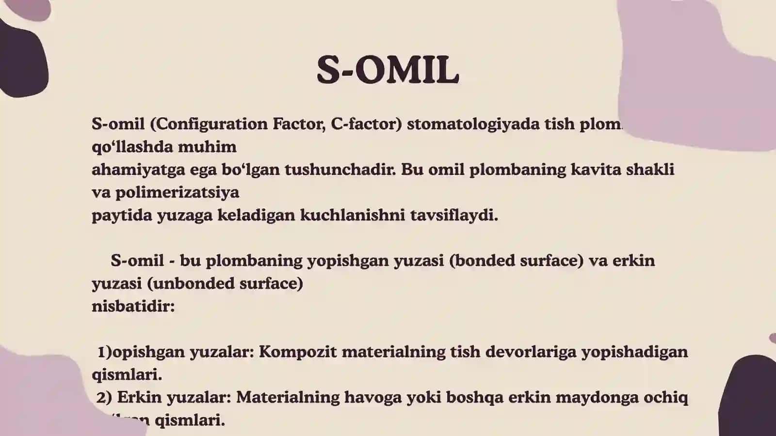 S-OMIL(CONFIGURATION FACTOR).POST POLIMERIZATSION STRESS 2
