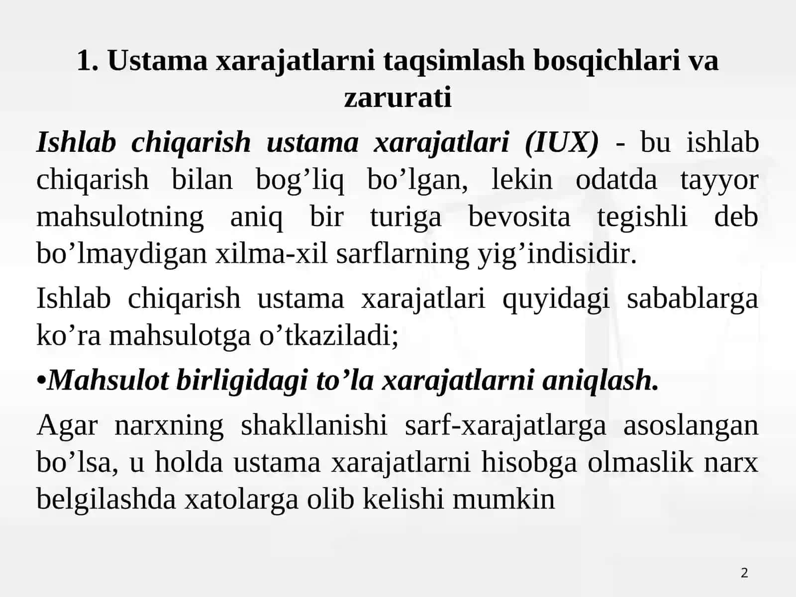 USTAMA XARAJATLAR HISOBI 2