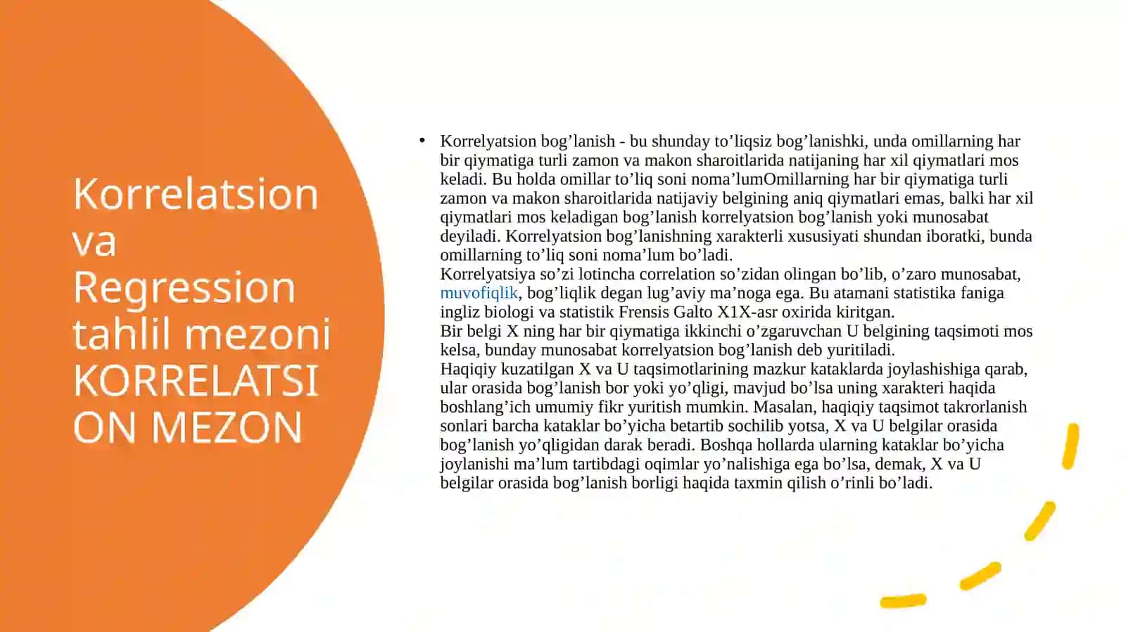 Korrelatsion va Regression tahlil mezoni 2