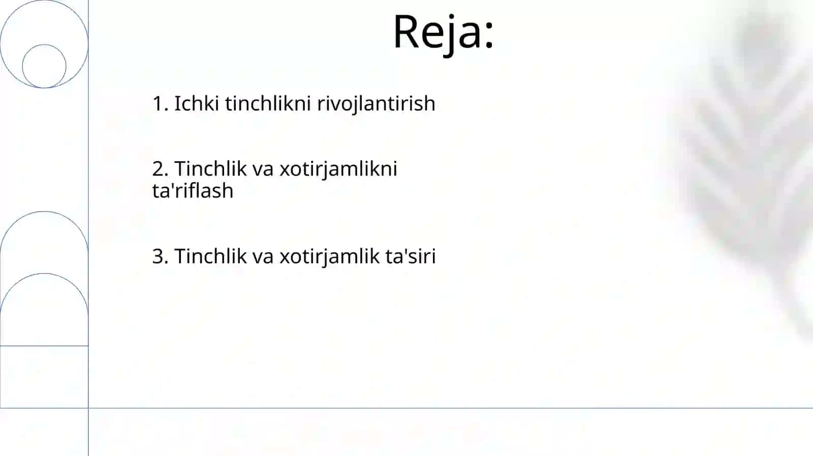 Tinchlik va osoishtalik 2