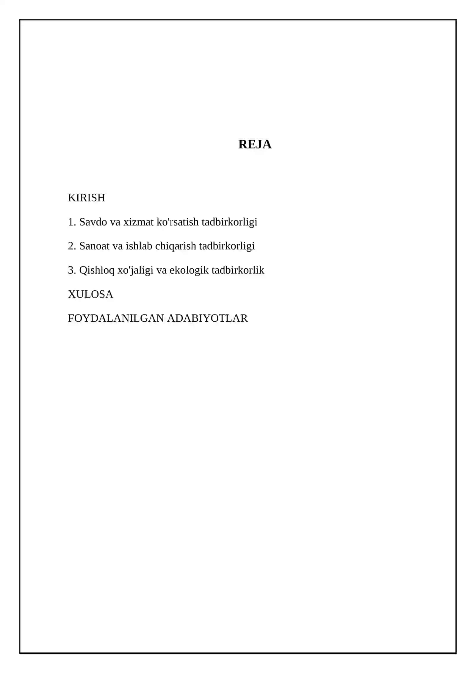 Tadbirkorlik turlari 2
