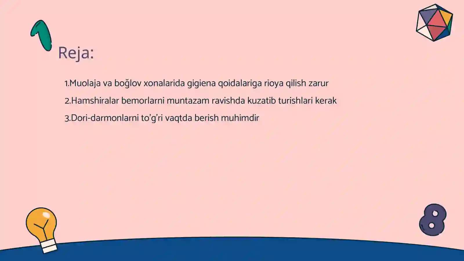 Muolaja va boğlov xonalari hamshirasi vazifalari 2