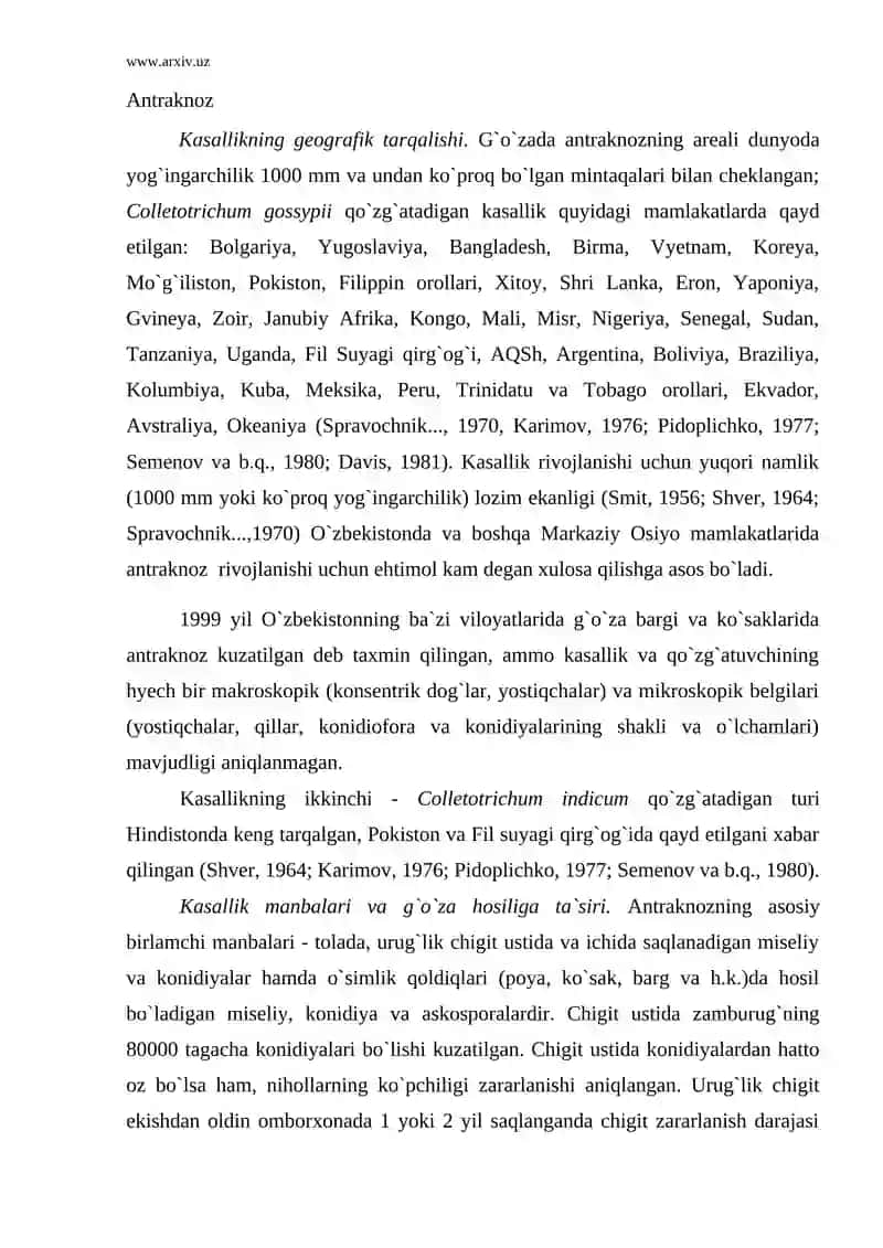 Antraknoz kasalligi 2