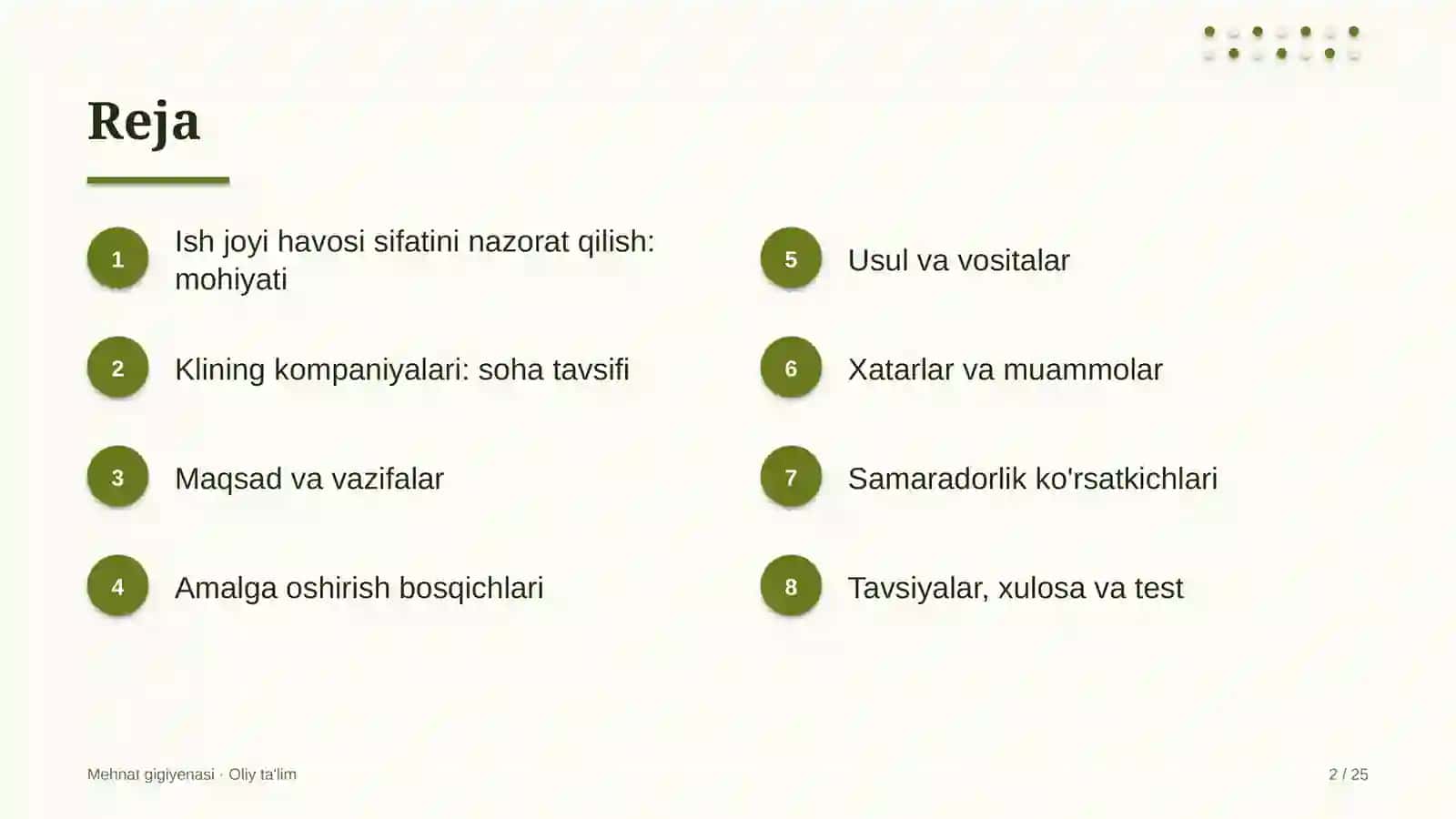 Klining kompaniyalarida ish joyi havosini sifat jihatidan nazorat qilish 2