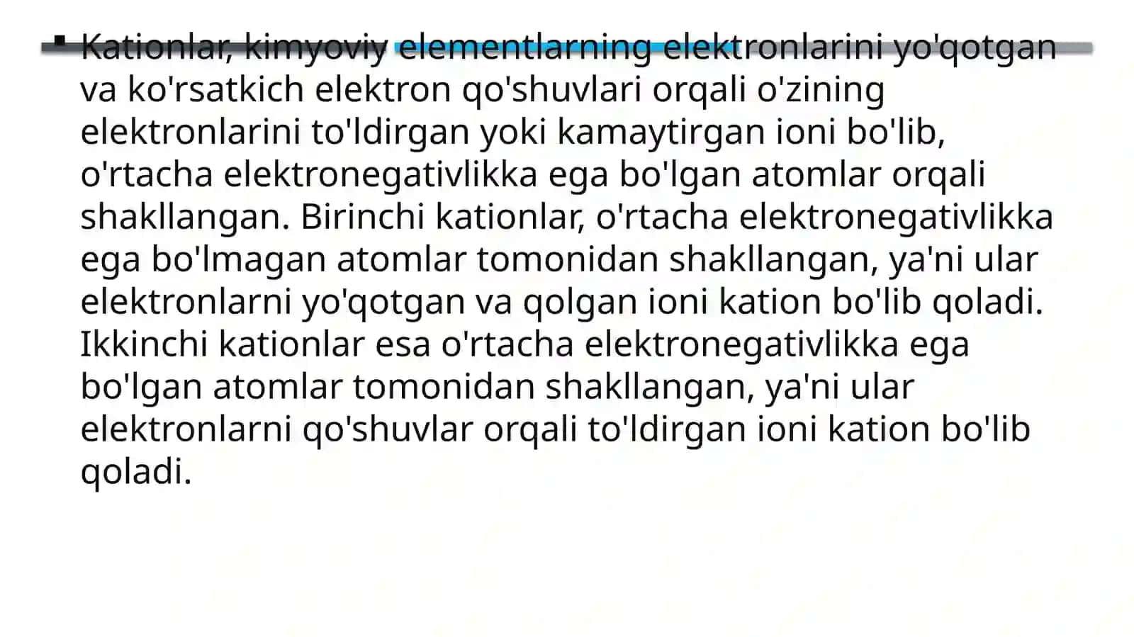 Birinchi va ikkinchi kationlar aralashmasining analizi 2