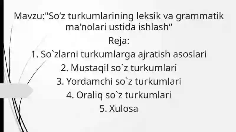 So’zturkumlarining leksik va grammatik ma'nolari ustida ishlash 2