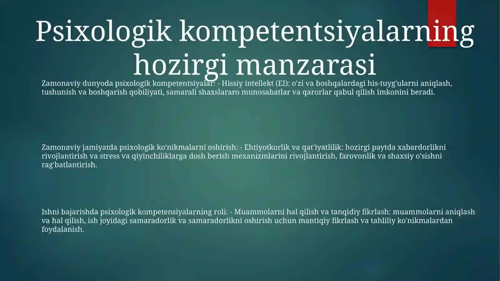Zamonaviy Kunikmalar PsixologSaradorliginiOshirishda 2