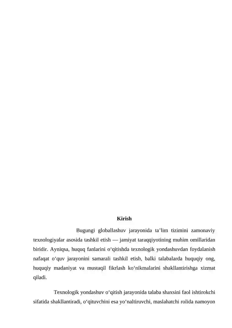 Huquq fanlarini o‘qitishda texnologik yondashuv 2