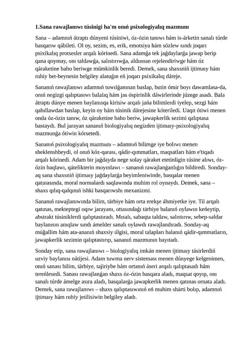Sana rawajlanıwı ha'm sabasızlıq 2