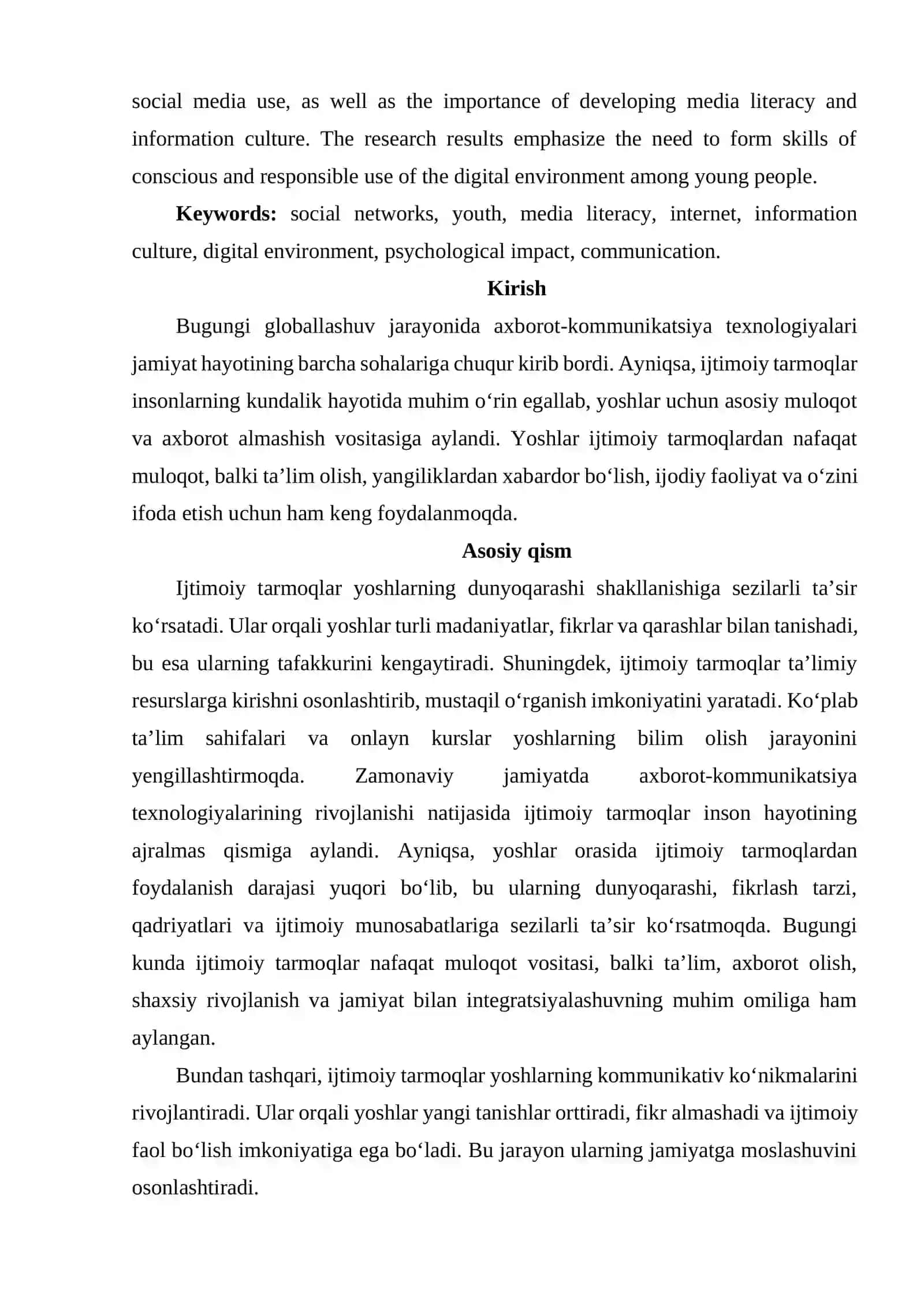 IJTIMOIY TARMOQLARNING YOSHLAR ONGIGA TA'SIRI 2