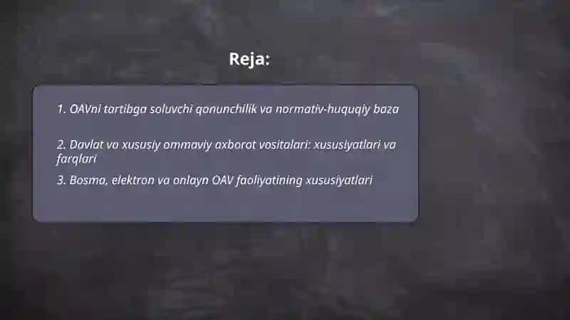 O‘zbekiston Respublikasida ommaviy axborot vositalarining faoliyati 2