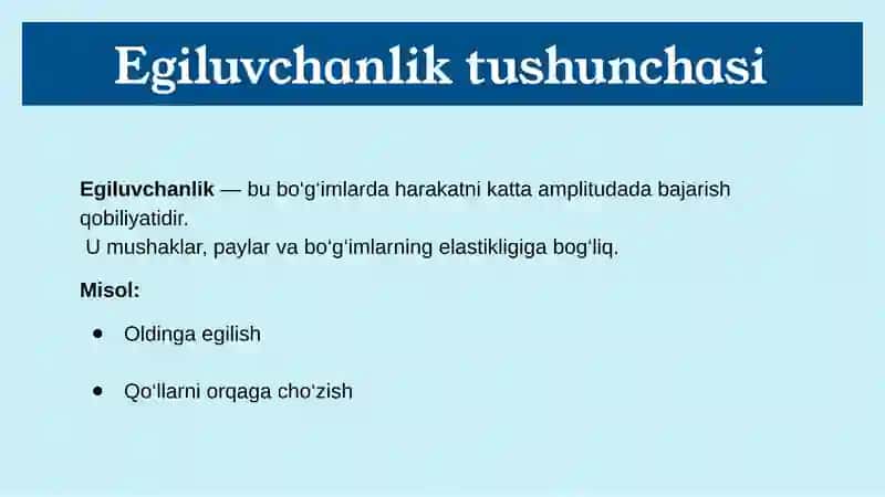 Egiluvchanlikni tarbiyalash 2