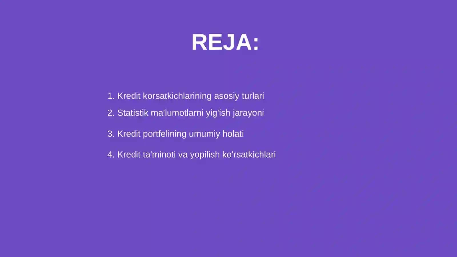 Kredit korsatkichlarining statistik tahlili 2