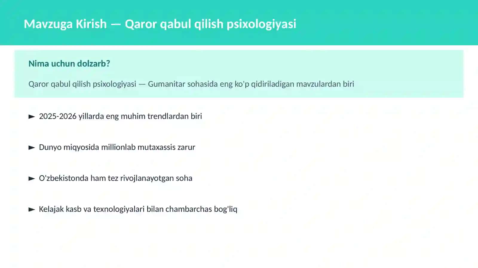 Qaror qabul qilish psixologiyasi 2