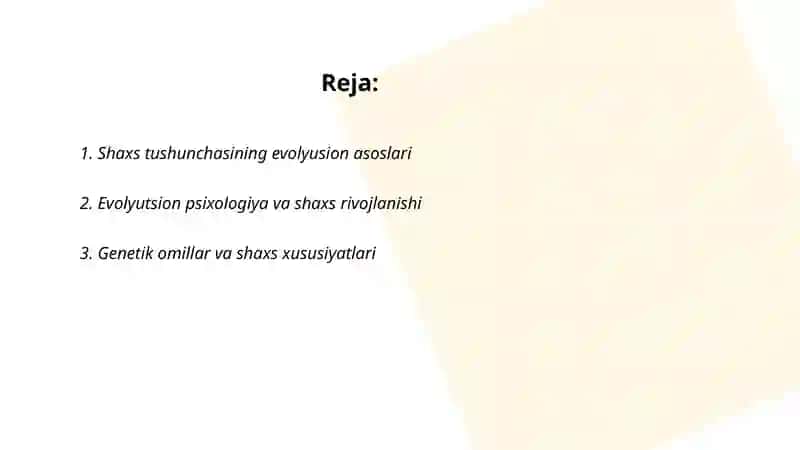Shaxsni evolyusion jihatdan rivojlanishi 2