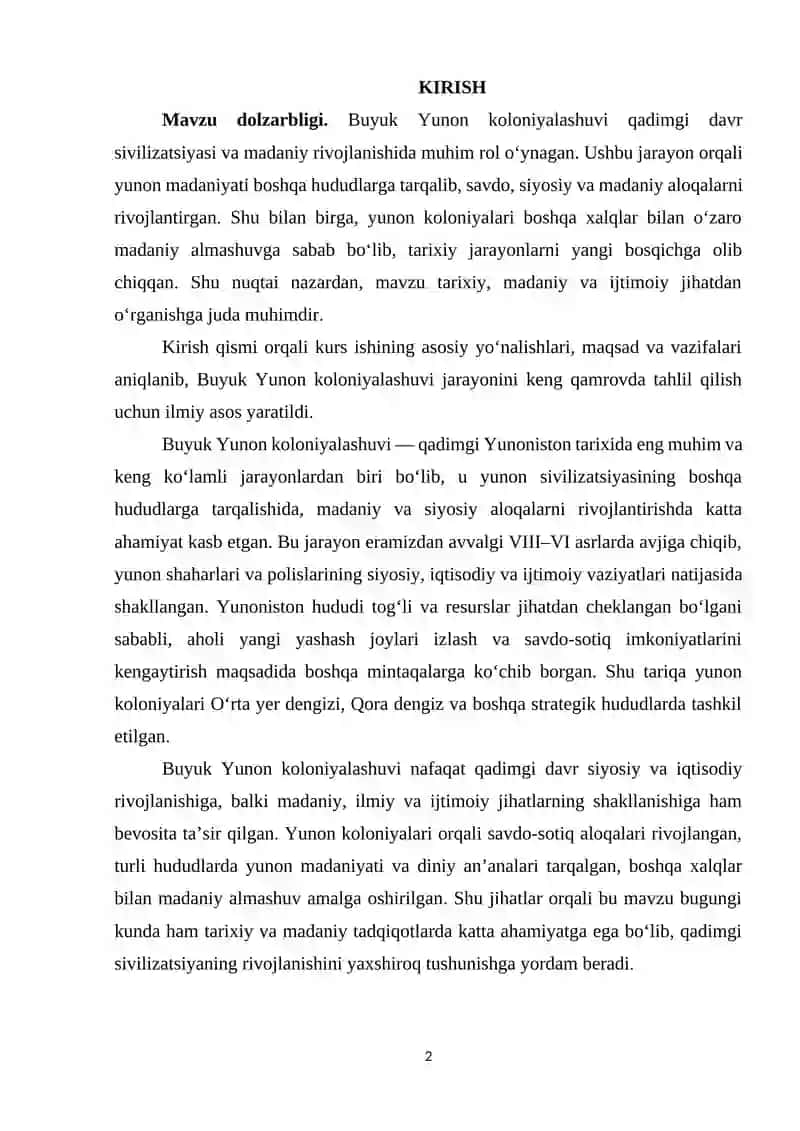 BUYUK YUNON KOLONIYALASHTIRILISHI 2