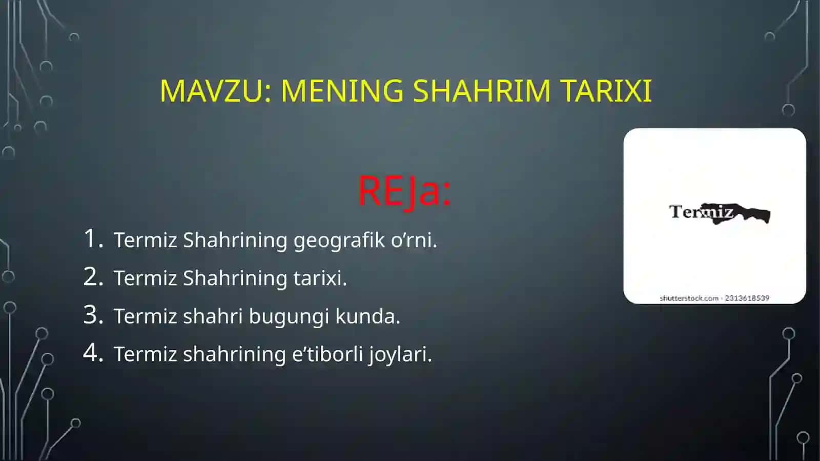 Mavzu: Meni shahrim tarixi 2