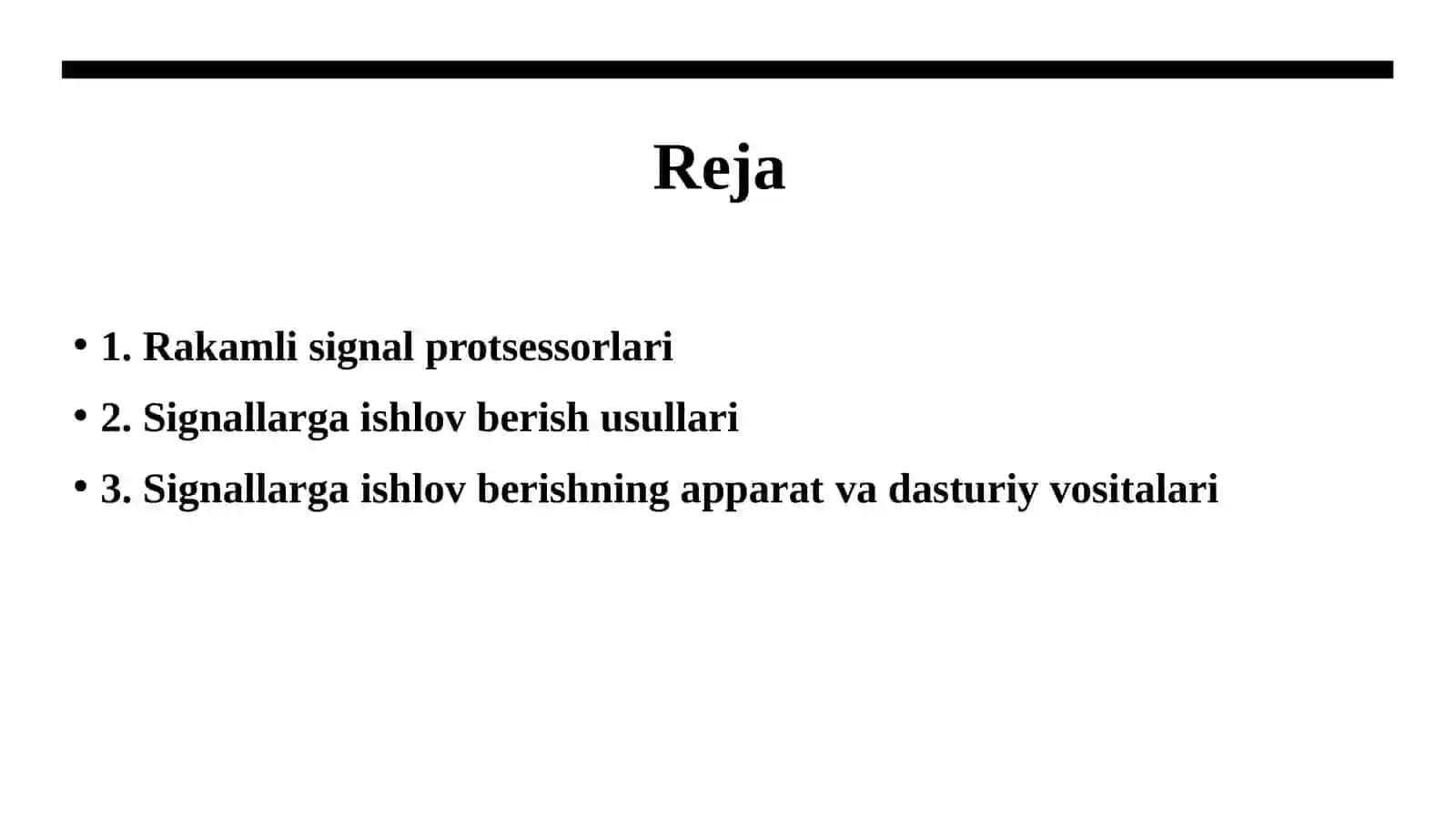 Rakamli signal protsessorlari signallarga ishlov berish usullari 2