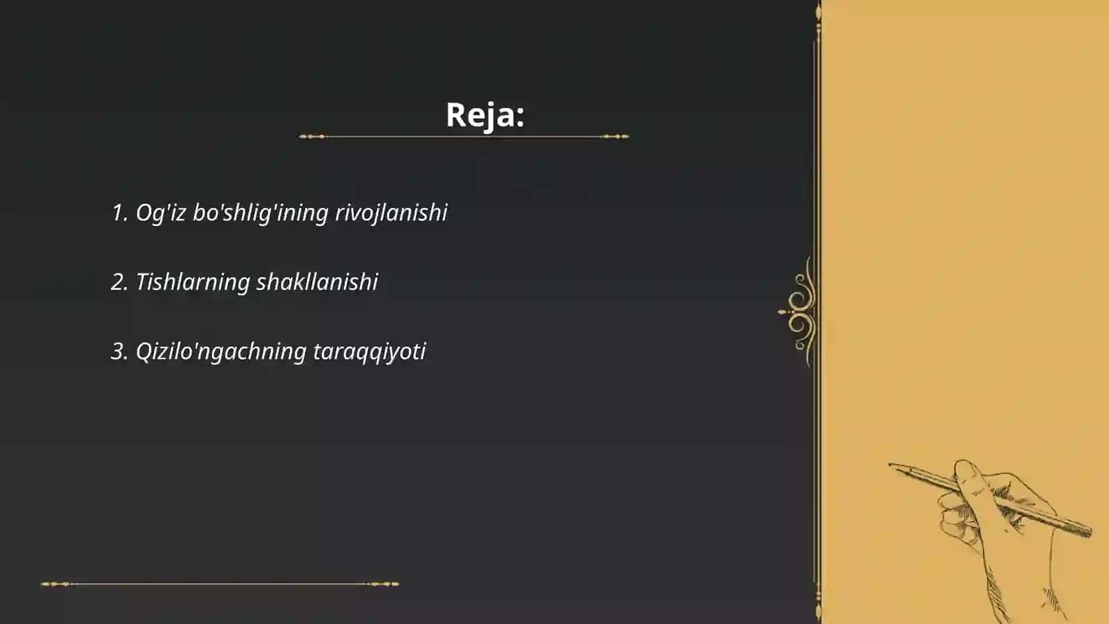 Og'iz bo'shlig'ining rivojlanishi 2