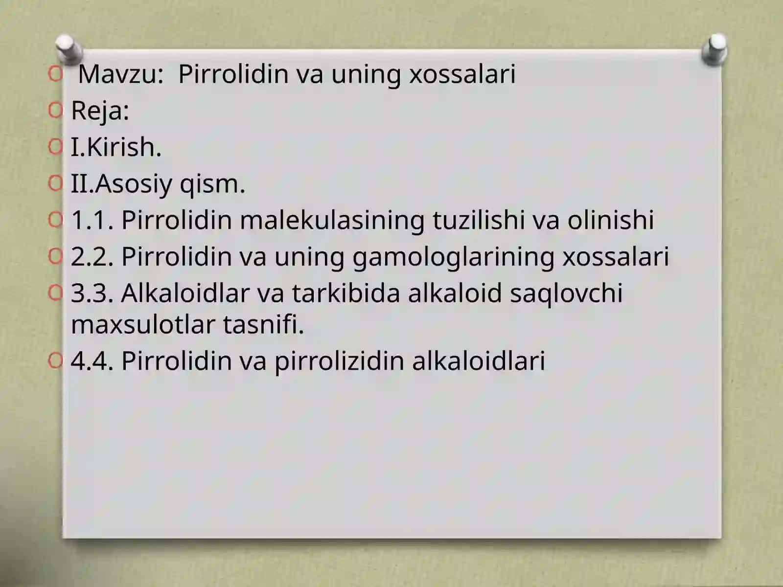 Pirrolidin va uning gamologlari 2