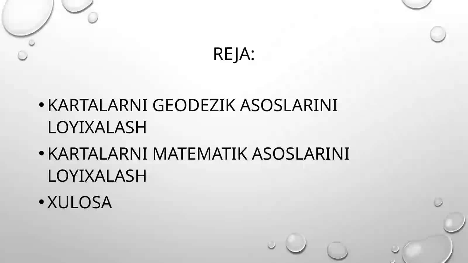 Kartalarni geodezik va matematik asoslarini loyixalash 2