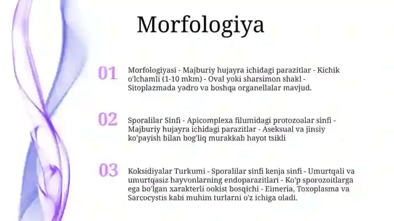 Sporalilar Sinfi, Koksidiyalar Turkumi 2