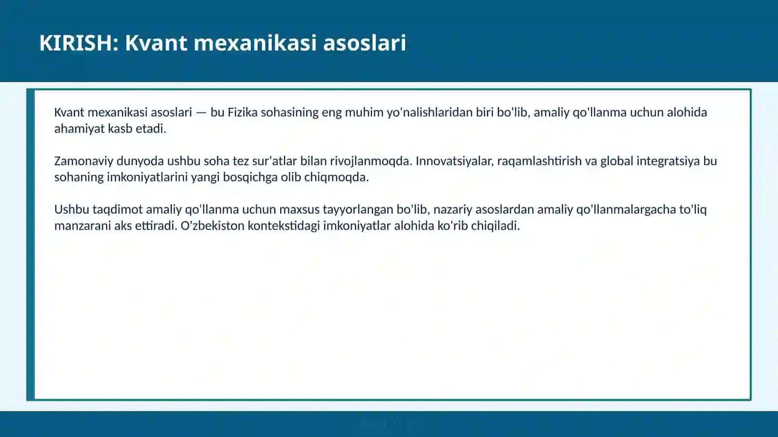 KVANT MEXANIKASI ASOSLARI 2