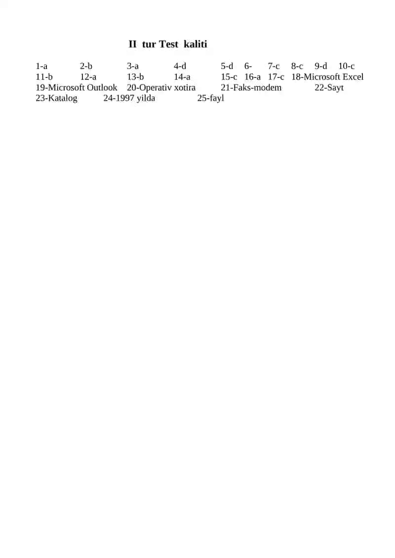 Informatika 9-sinf II tur ( 25 savol 2 balldan) 2