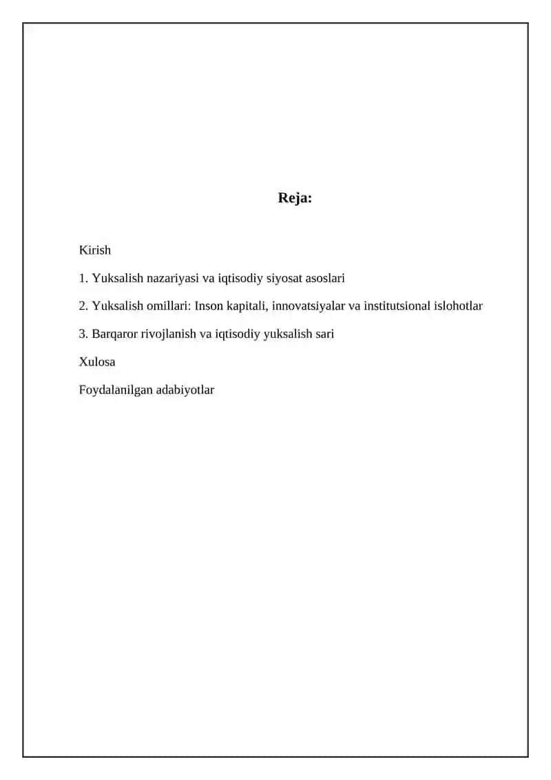 Yuksalish nazariyasi va iqtisodiy siyosat asoslari 2