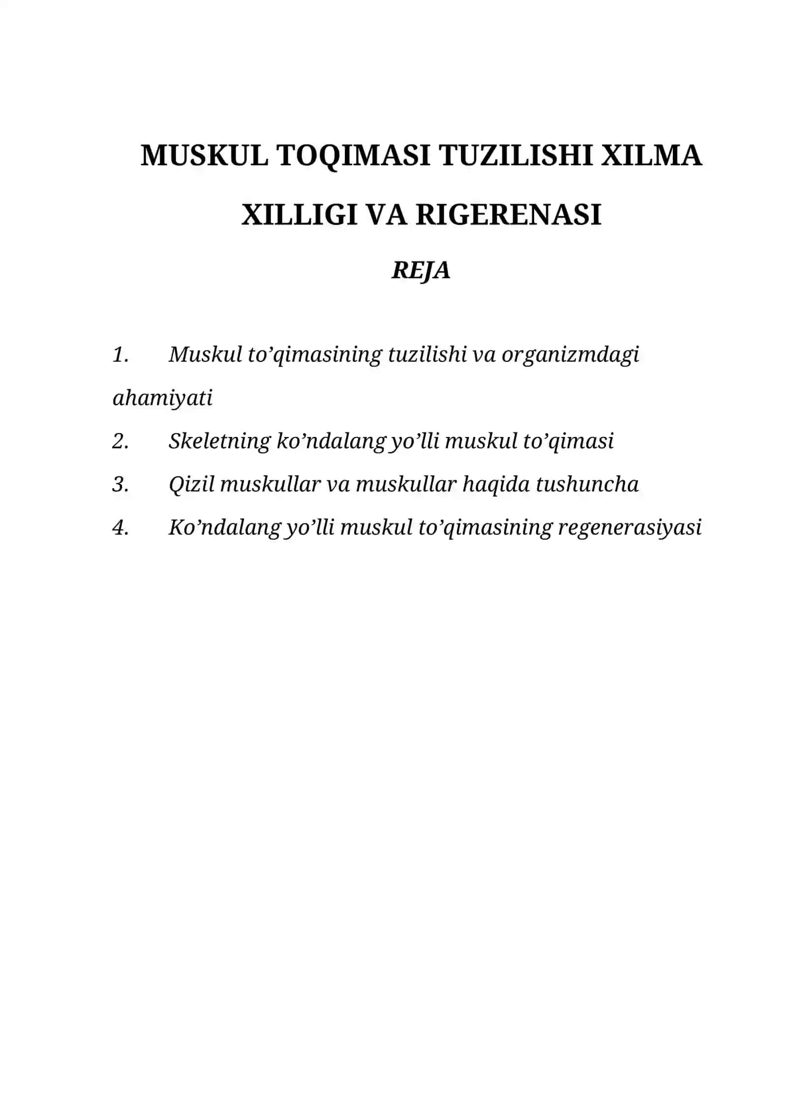 Muskul Toqimasi Tuzilishi Xilma Xilligi va Rigeneratsi 2