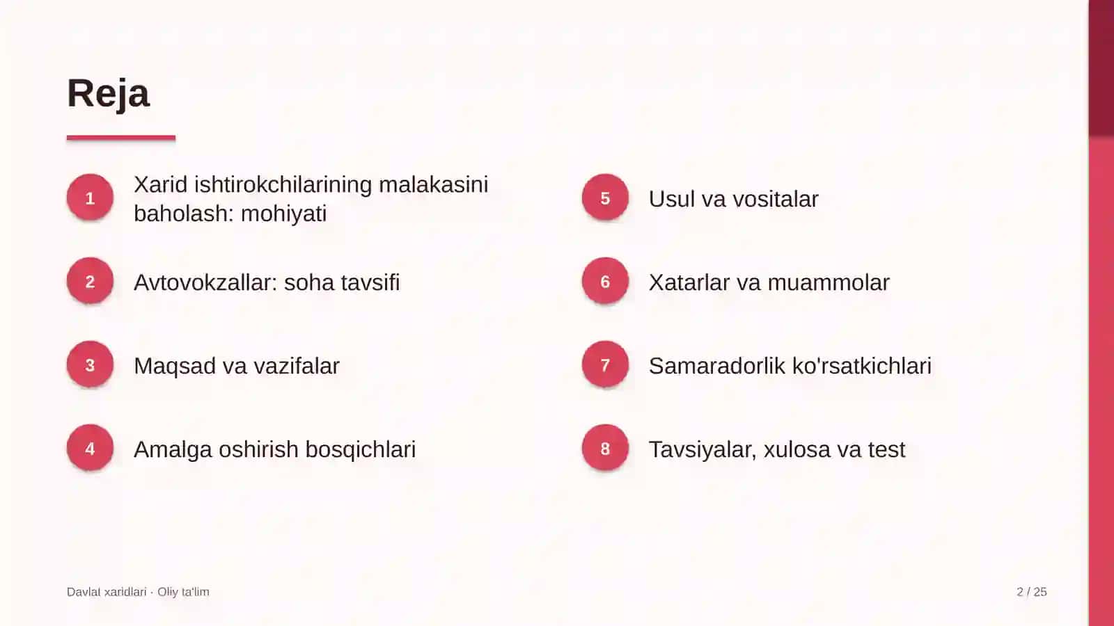 Avtovokzallarda xarid ishtirokchilarining malakasini baholash 2