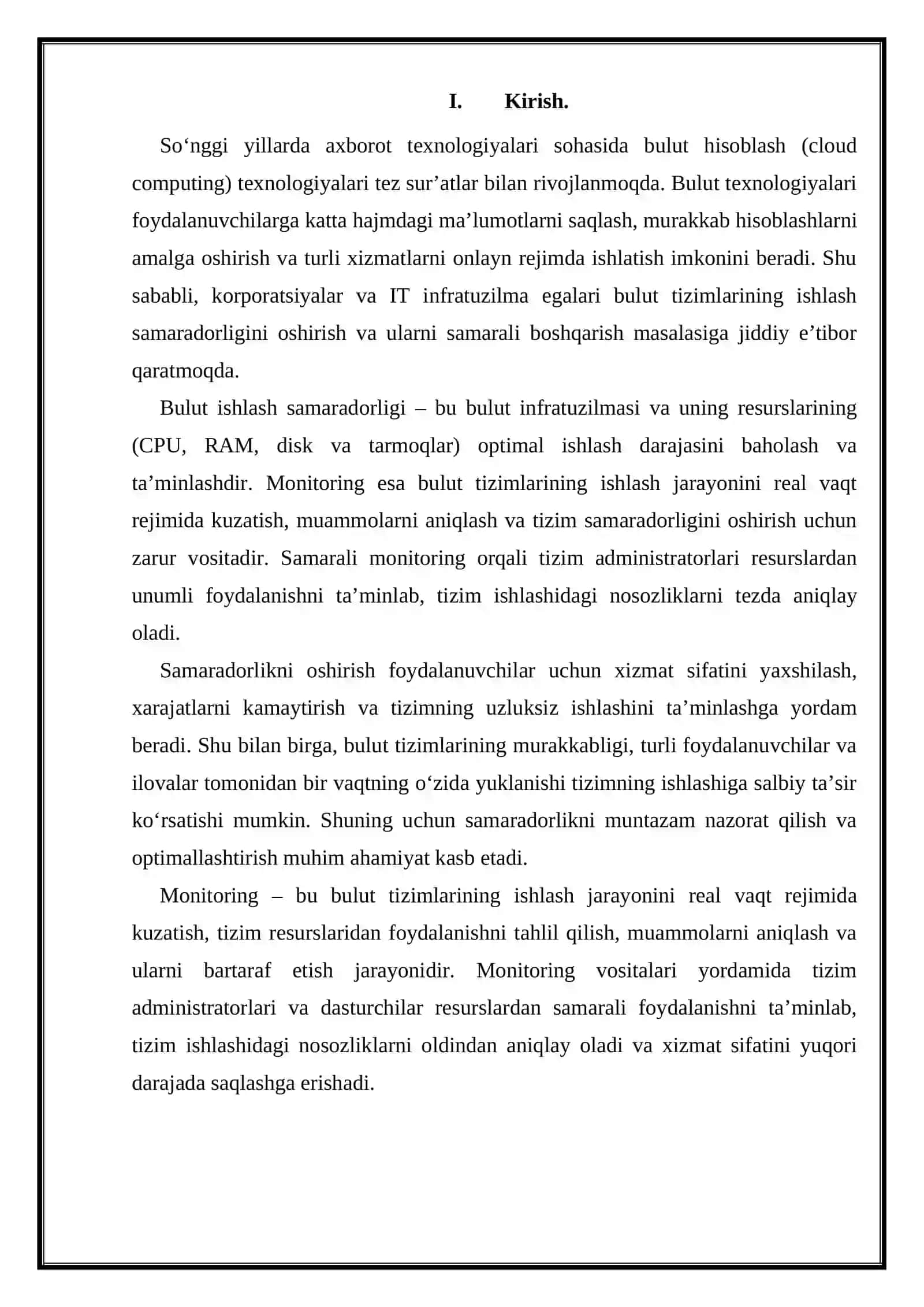 Bulut ishlash samaradorligi va monitoring 2