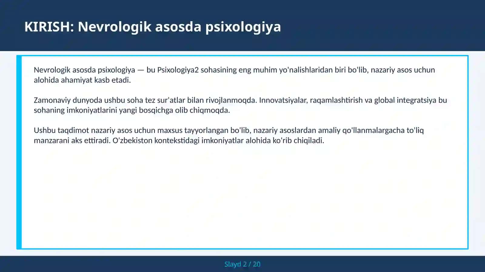 Nevrologik asosda psixologiya 2