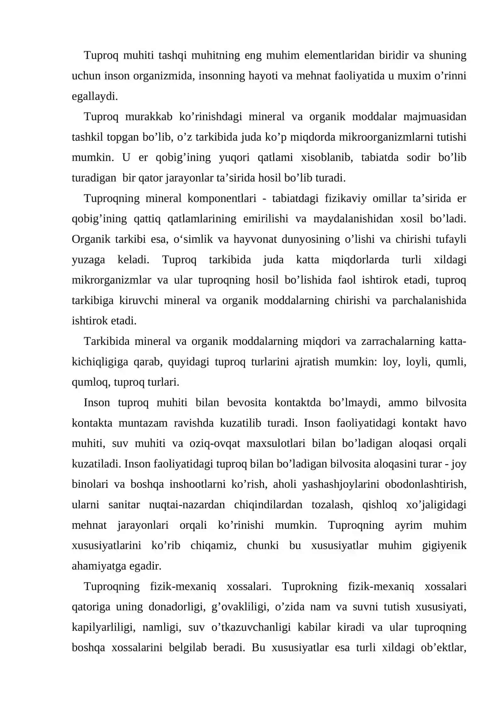 Tuproqning gigiyenik axamiyati 2