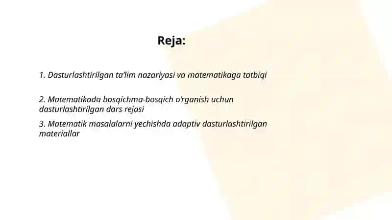 Matematika darslarida dasturlashtirilgan taʼlim 2
