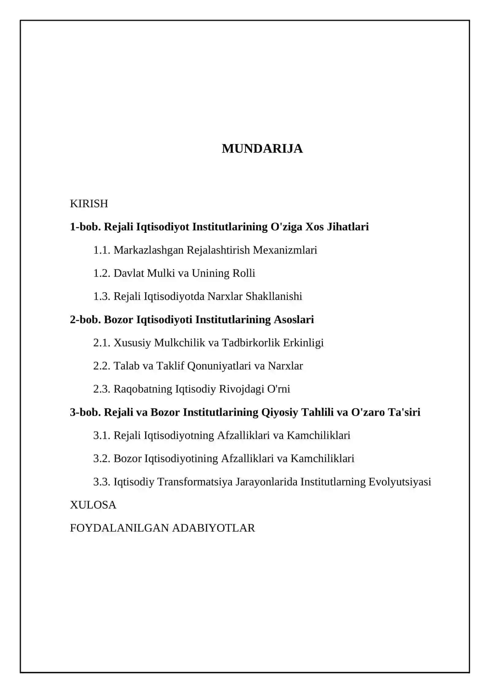 Rеjа vа bоzоr institutlаrining qоnuniyatlаri 2