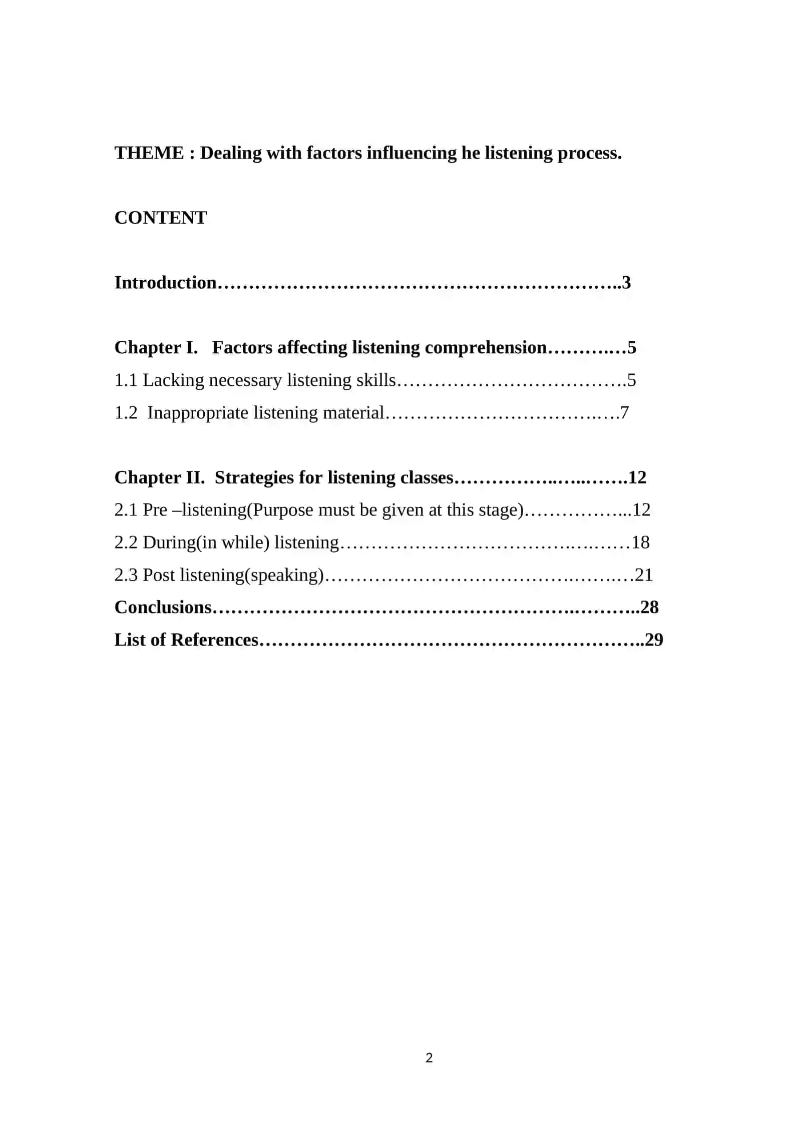 Dealing with factors influencing the listening process 2