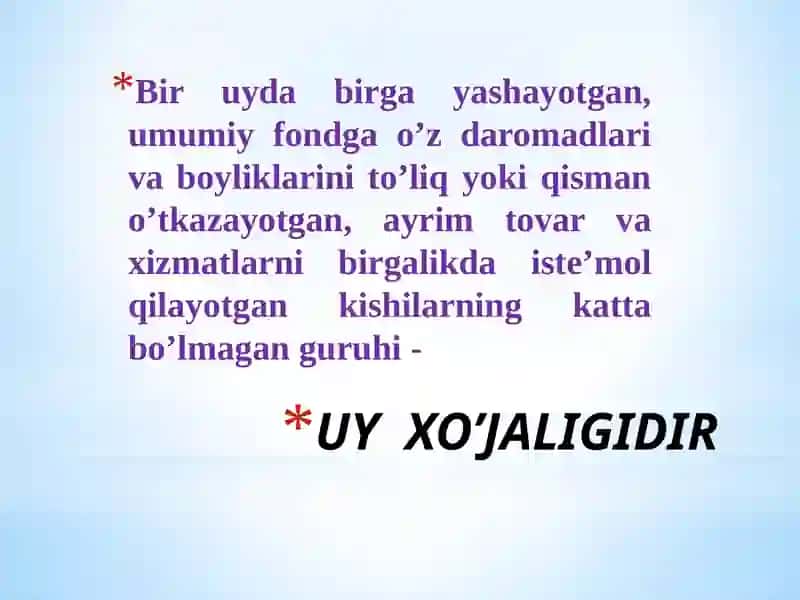 Uy хo`jaligi Moliyasi 2