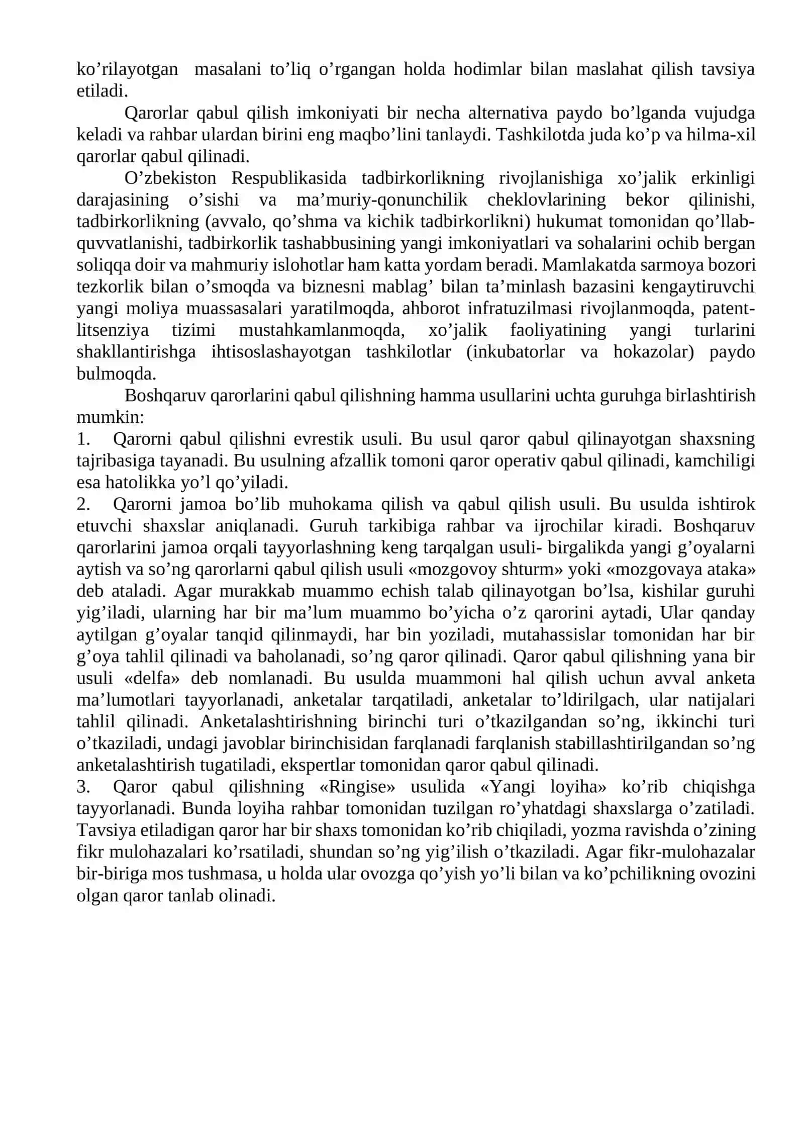 Tadbirkоrlik bilan shug’ullanish qarоri 2