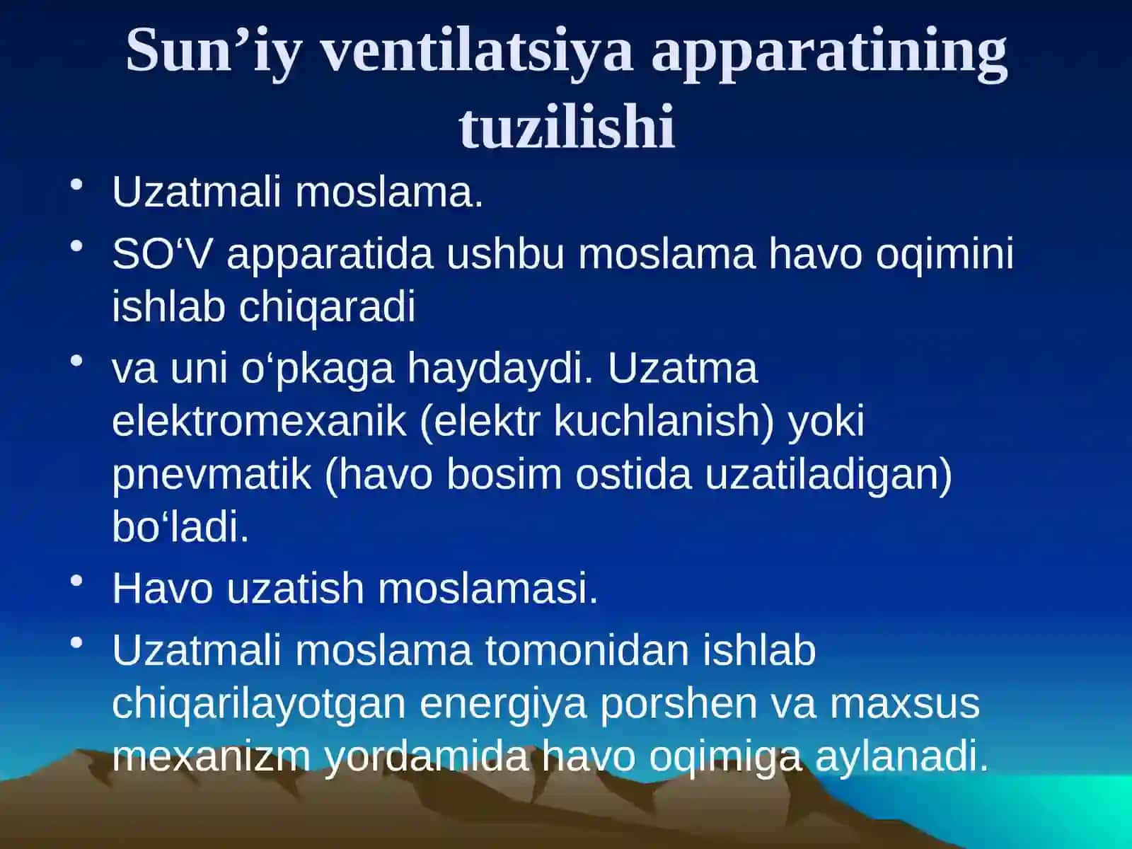 Sun’iy ventilatsiya apparatining tuzilishi 2